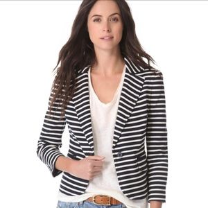Tory Burch Kamilla Jacket navy blue and white striped nautical blazer medium